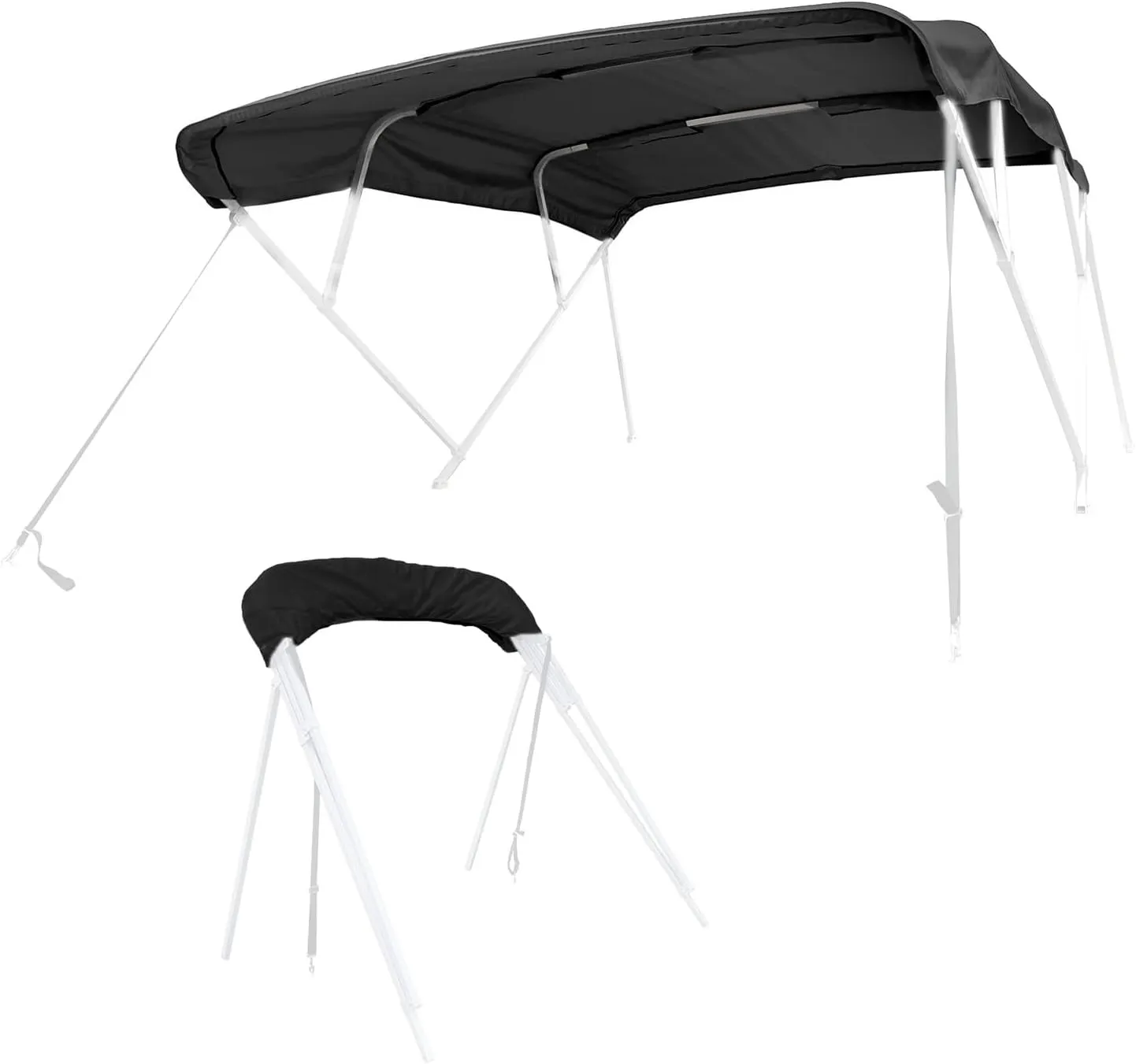 SavvyCraft 4 Bow Bimini Top Replacement Cover 10 Feet Long, Durable Marine Grade Canvas Sun Shade Boat Canopy, Easy Install Zipper Sleeves, 4 Bow 120 inches Long, 91-96 inches Wide, Black Color