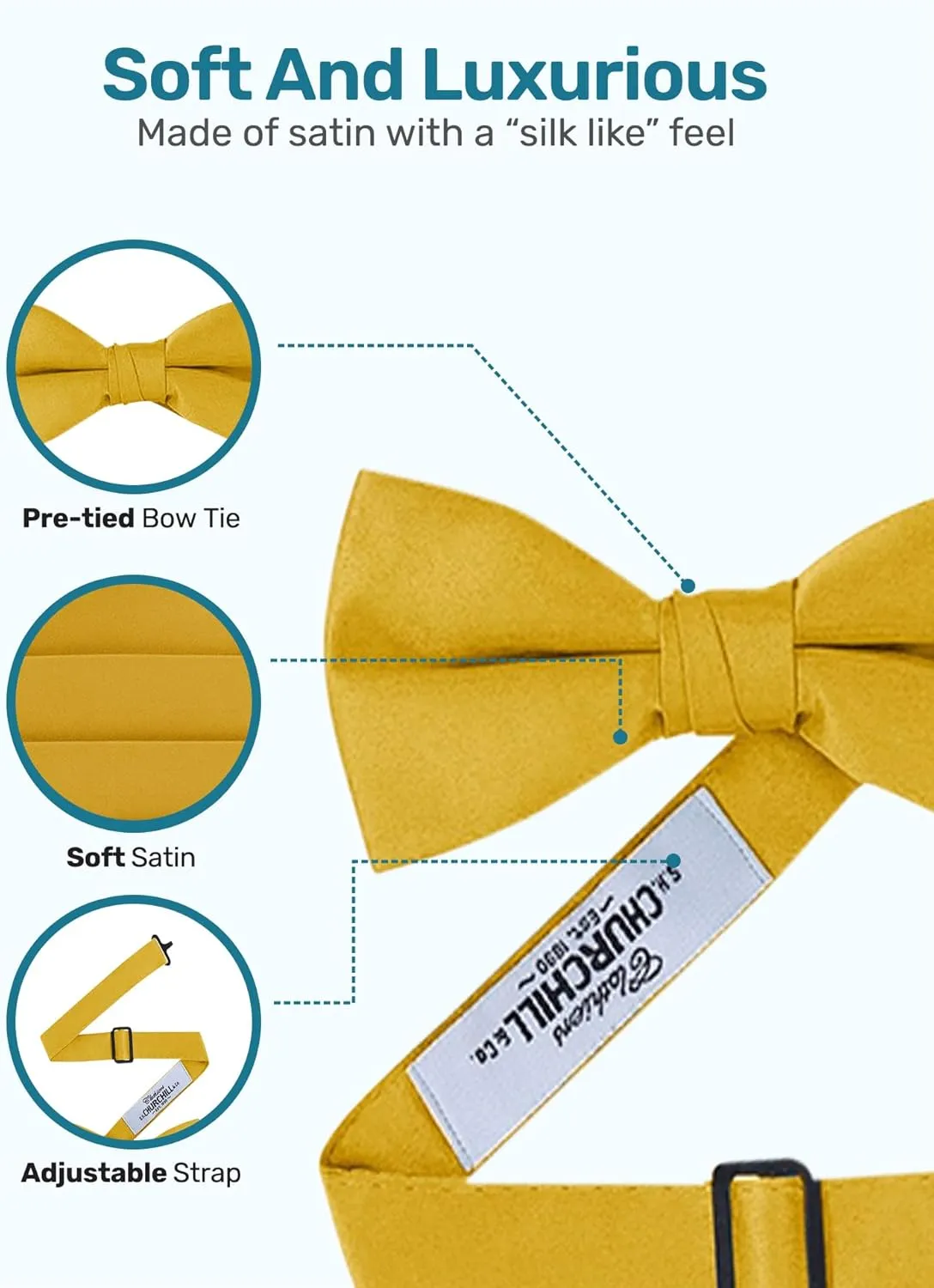 S.H. Churchill & Co. Men's Formal Satin Bowtie and Cummerbund Set
