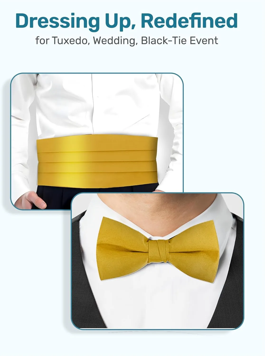 S.H. Churchill & Co. Men's Formal Satin Bowtie and Cummerbund Set