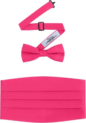 S.H. Churchill & Co. Men's Formal Satin Bowtie and Cummerbund Set