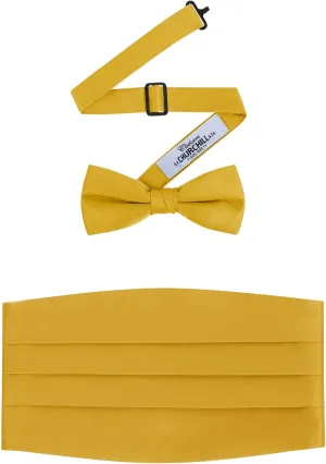 S.H. Churchill & Co. Men's Formal Satin Bowtie and Cummerbund Set