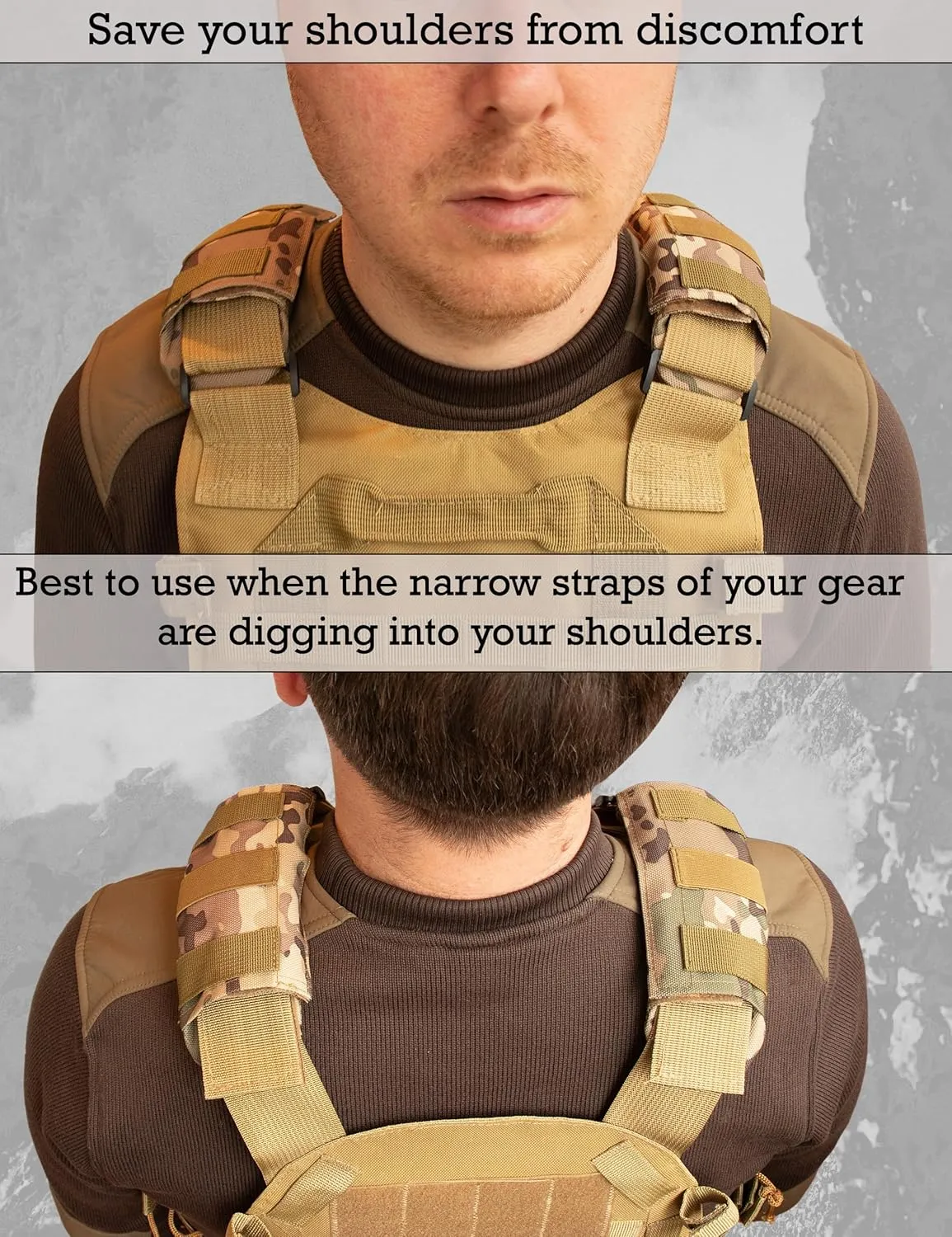 Shoulder Strap Pad for Optimal Weight Distribution, Plate Carrier Shoulder Pads with Velcro, Backpack Strap Pads, Shoulder Strap Cushion for Tactical and Weighted Vests, Body Armor, Waist Belts
