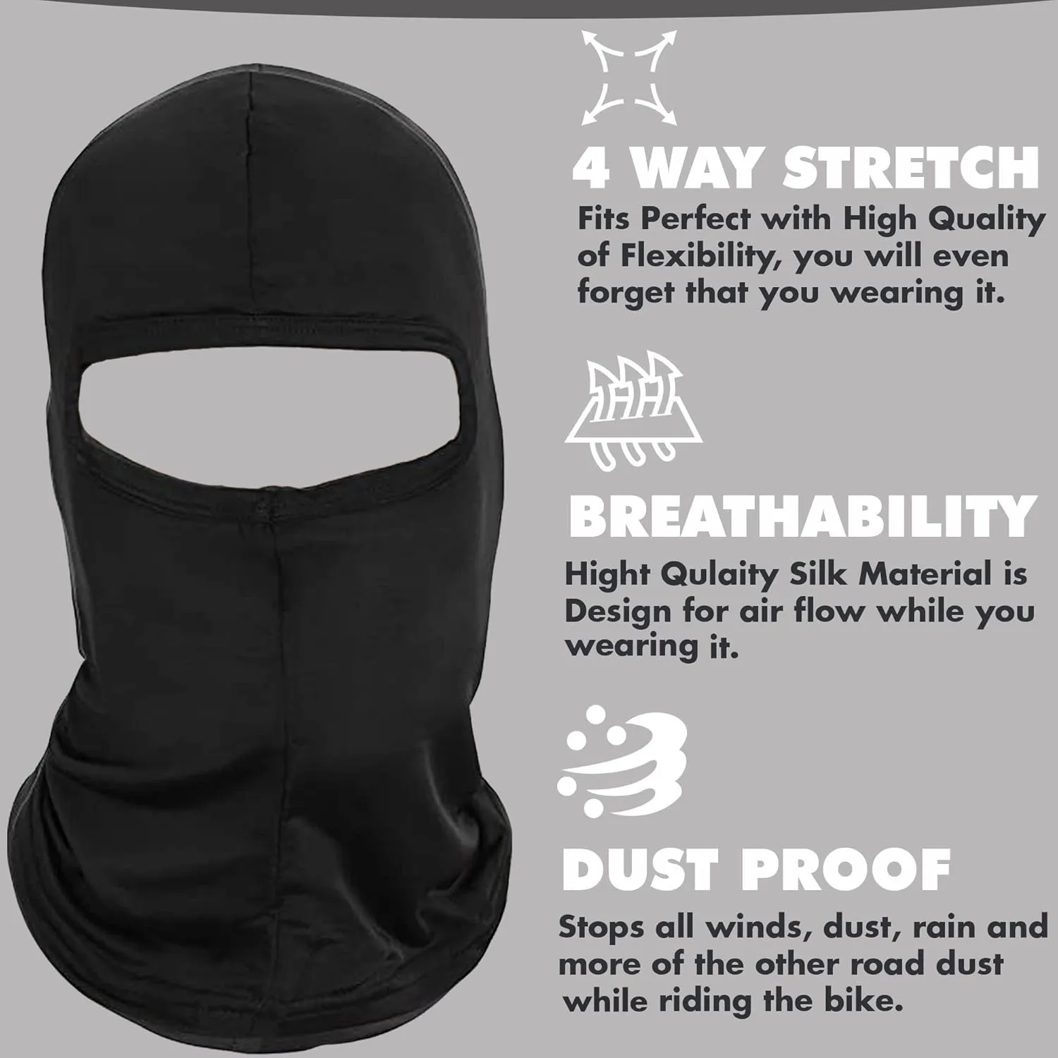 Silk Balaclava Face Mask Men - Breathable Under Helmet Wear Windproof Motorcycle Balaclava