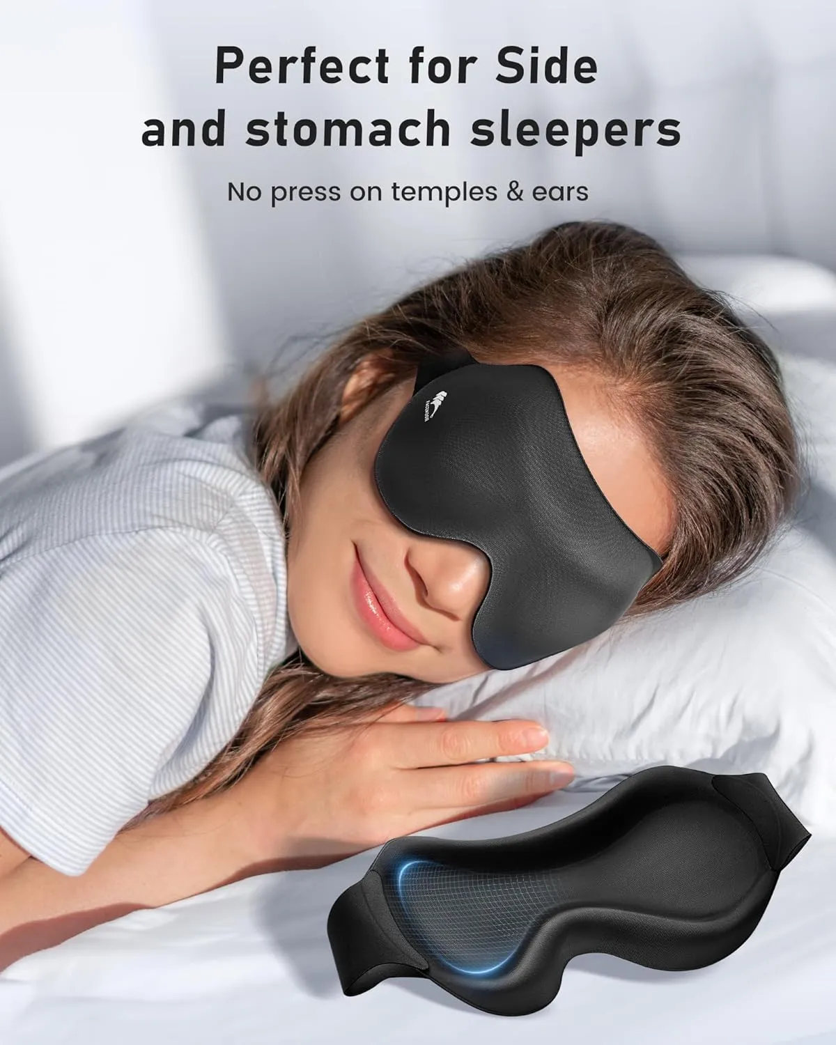 Sleep Eye Mask Blackout Lightweight: Side Sleep 3D Contoured for Lash Extensions - Zero Eye Pressure Adjustable Strap Washable - Women Men Airplane Travel Yoga Meditation Night Shift 3 Pcs