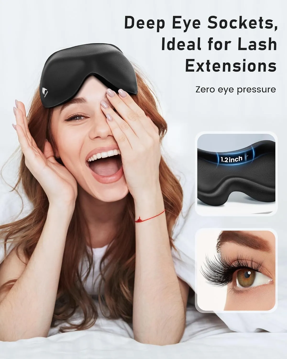 Sleep Eye Mask Blackout Lightweight: Side Sleep 3D Contoured for Lash Extensions - Zero Eye Pressure Adjustable Strap Washable - Women Men Airplane Travel Yoga Meditation Night Shift 3 Pcs