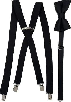 Spencer J's Men's X Back Suspenders & Bowtie Set Variety of Colors