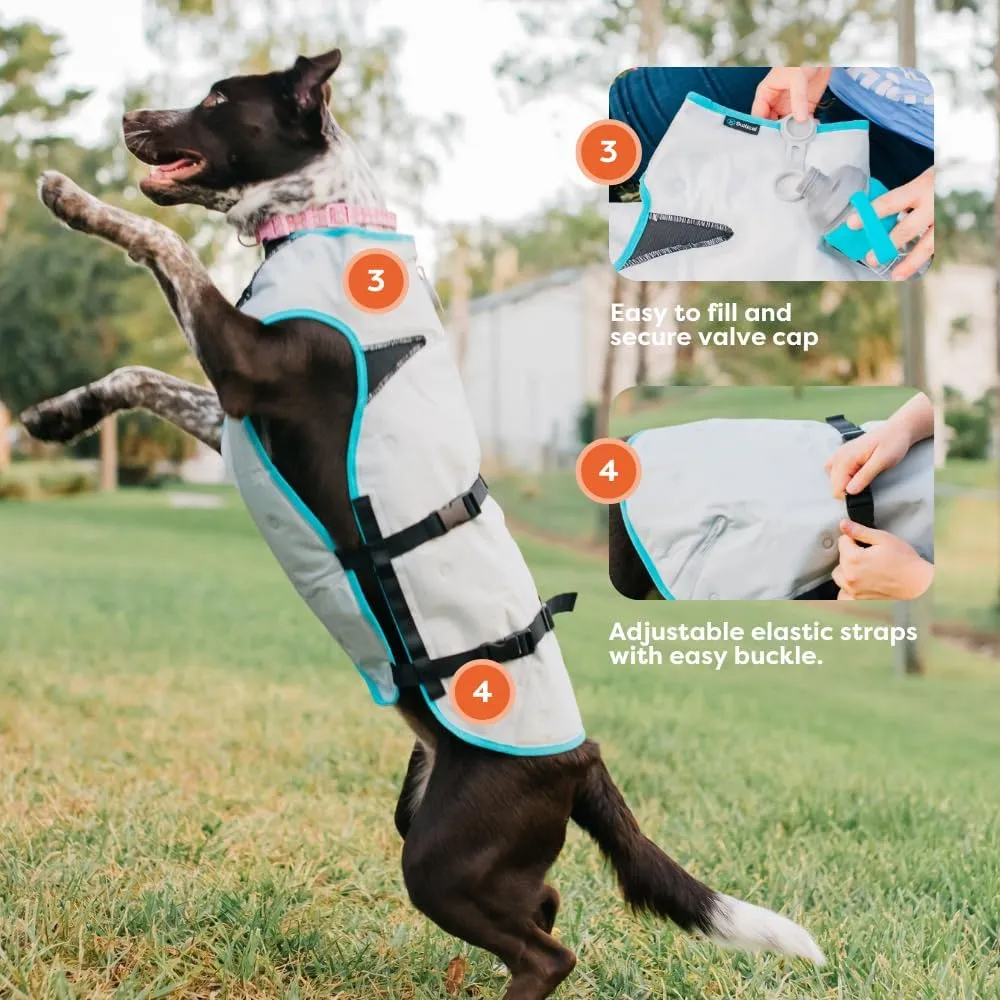 Suitical Dry Cooling Vest for Dogs | Canine Cooling Vest for Hot Weather | Dog Cool Down Jacket | Machine Washable | XS | Neck to Tail 10- 14 | Chest 16-24 Around | Neck Circumference 14 | Silver
