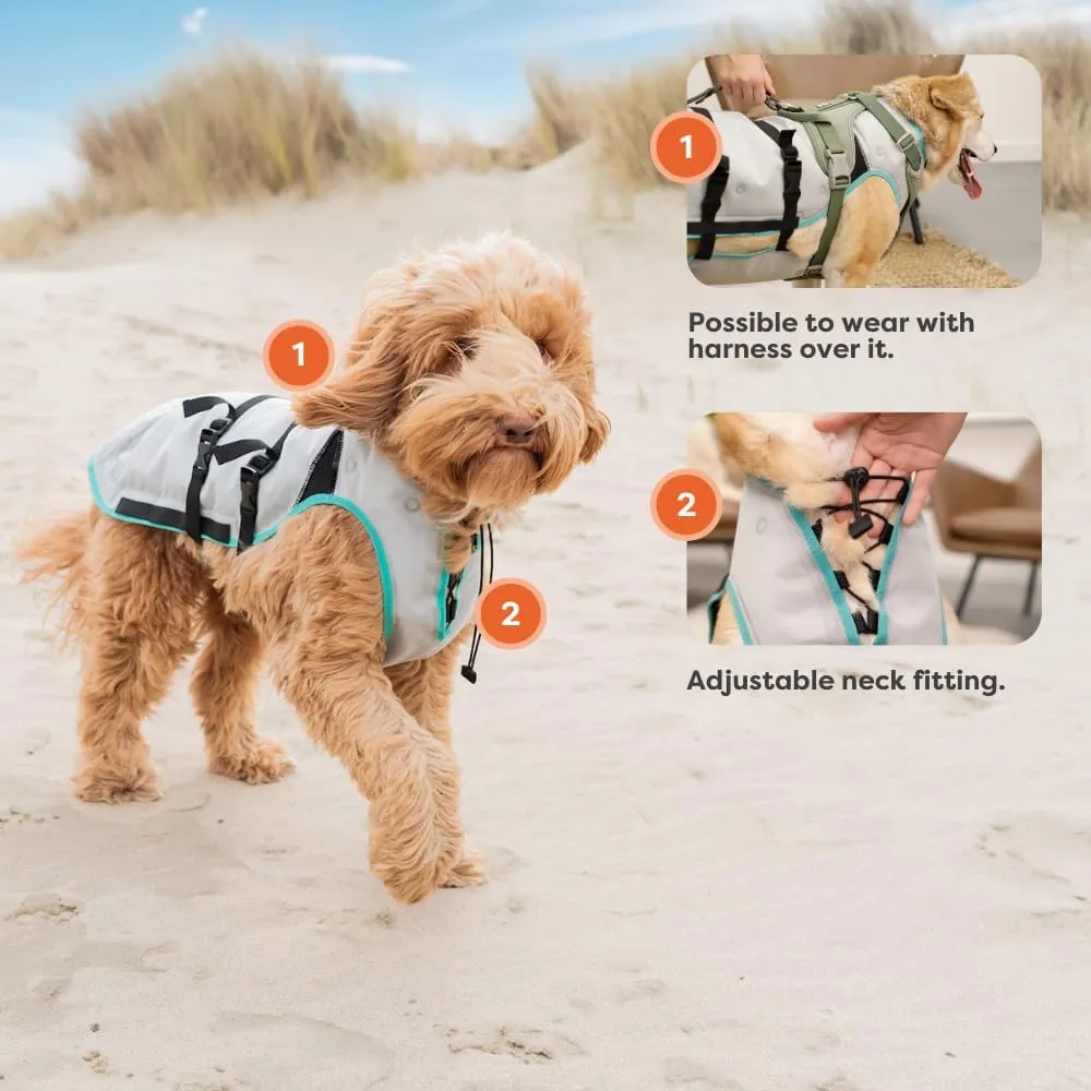Suitical Dry Cooling Vest for Dogs | Canine Cooling Vest for Hot Weather | Dog Cool Down Jacket | Machine Washable | XS | Neck to Tail 10- 14 | Chest 16-24 Around | Neck Circumference 14 | Silver