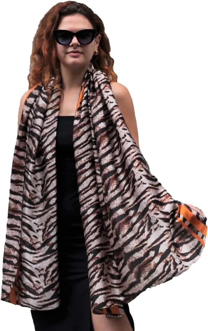Trillion London Silk Scarf | Long Neck Scarf for Women | Ladies Lightweight Scarves | Shawl Wraps | Suitable for Daily Life