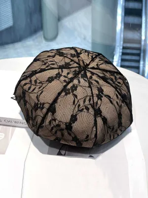 Vintage Floral Lace Mesh Beret Hat
