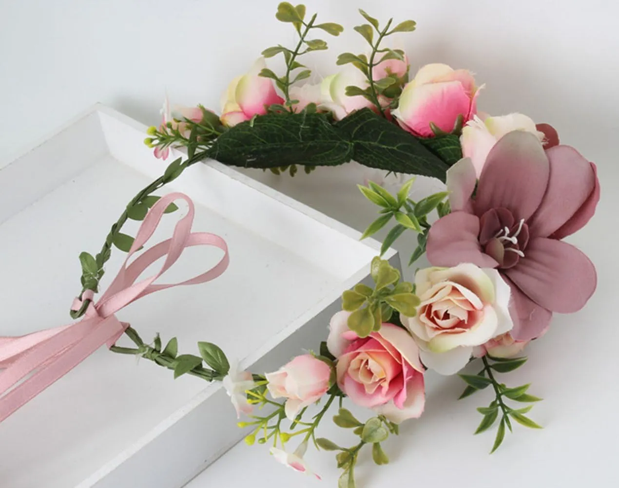 Vivivalue Women Flower Crown Girl Flower Headband Floral Headpiece Halo Wedding Party Photos