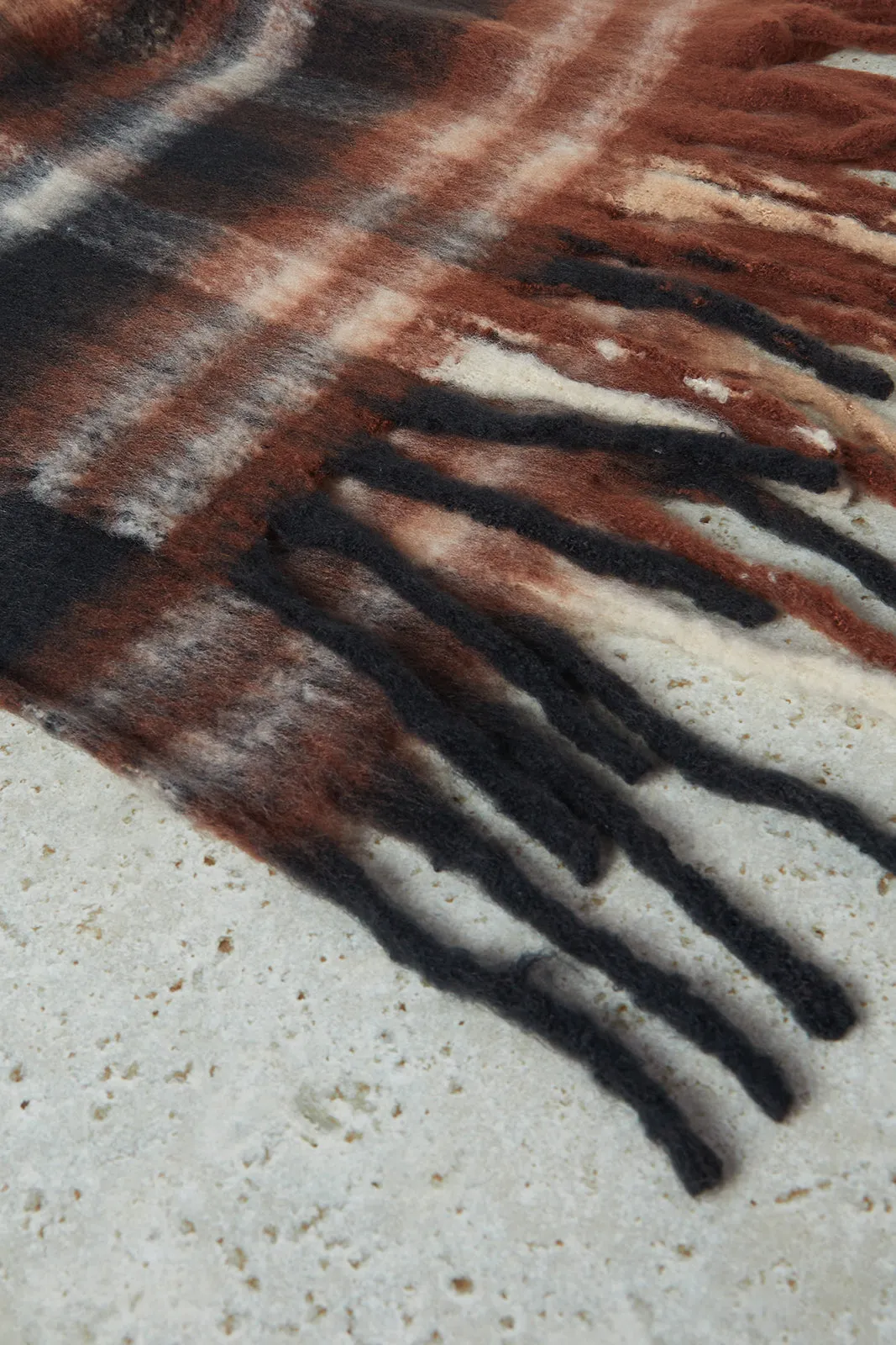 Women Brown Knitted Blanket Scarf