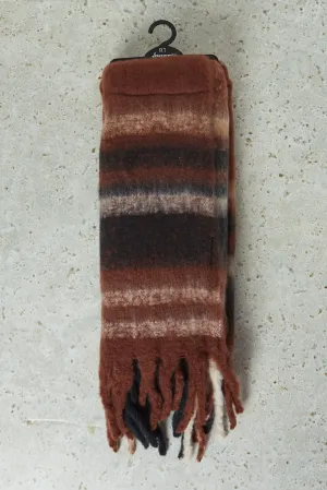 Women Brown Knitted Blanket Scarf