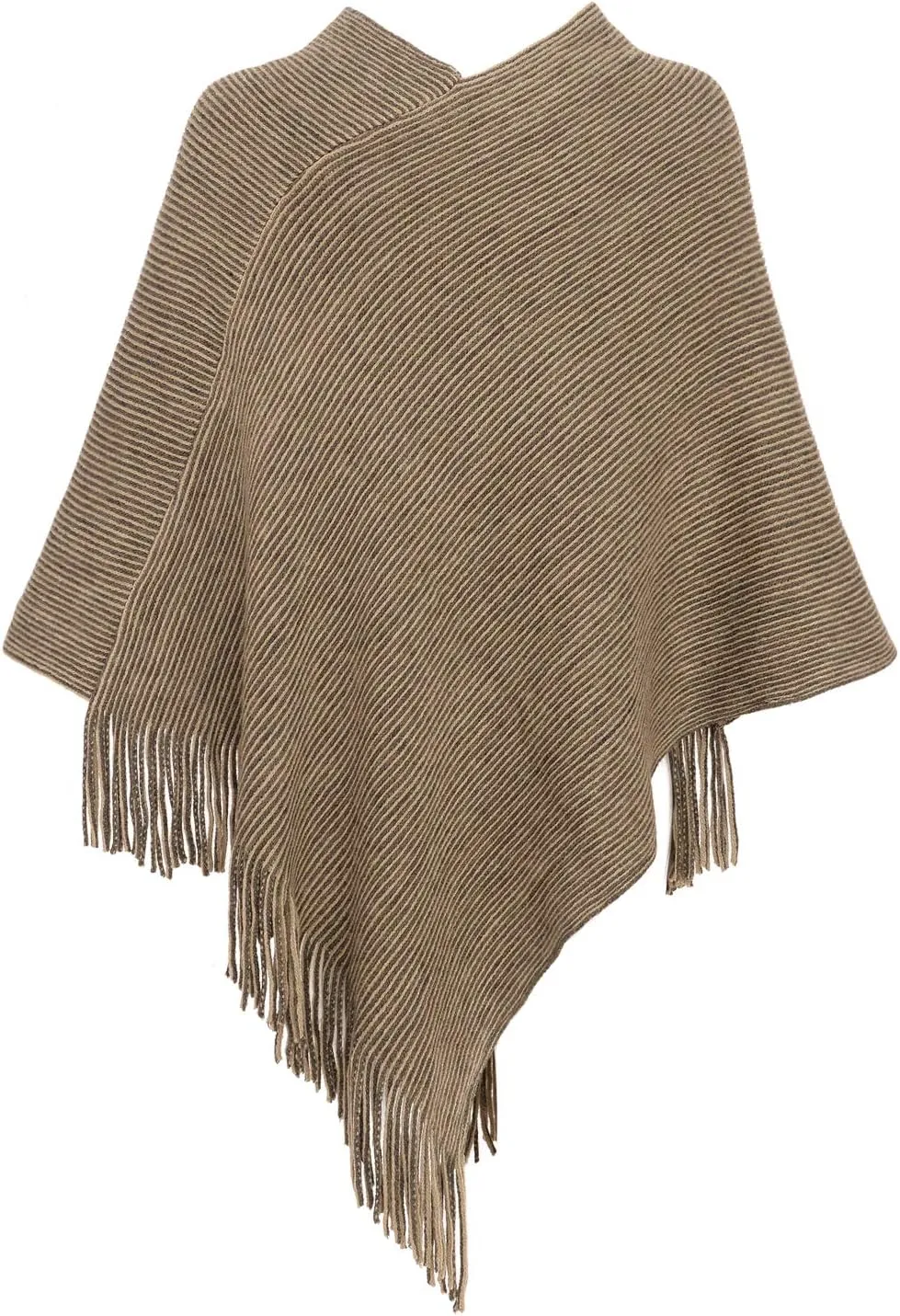 Womens Poncho Sweater V Neck Knitted Pullover Shawls Wraps Capes with Fringes Gifts for Women Mom