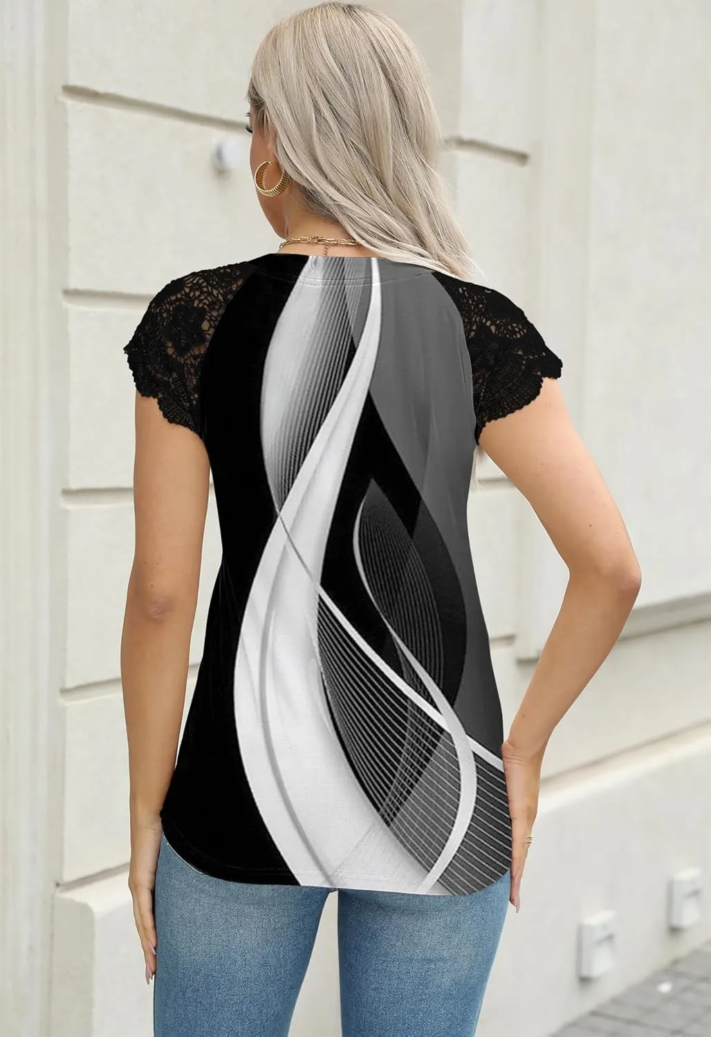 Women's Tank Tops Lace Cap Sleeve Button Down V Neck Summer Casual Loose Fit 2025 Trendy Cute Sleeveless Shirts Blouse