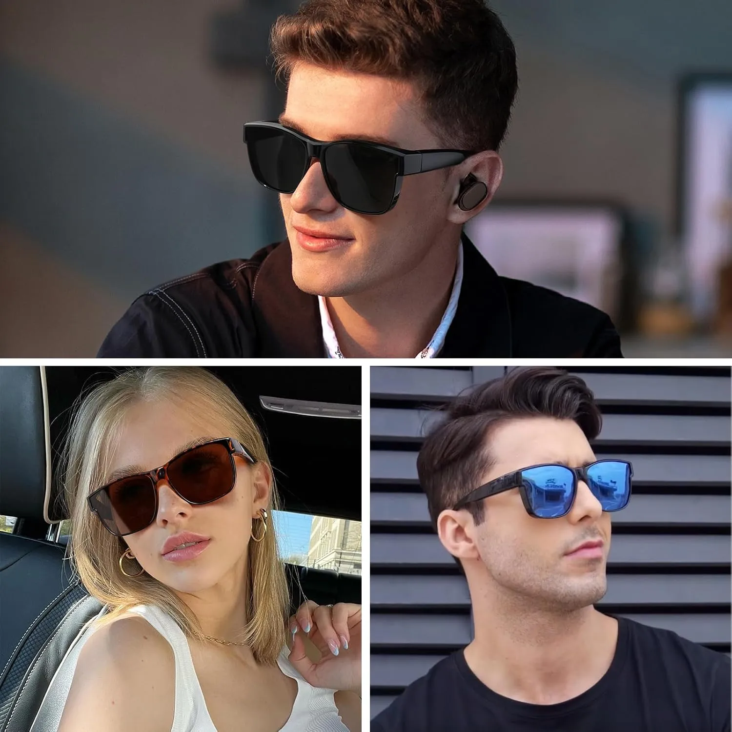 Wzerry Polarized Fit Over Glasses Sunglasses, Wear Over Sunglasses Wrap Around Shades for Men Women UV400 Pretection