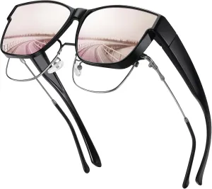 Wzerry Polarized Fit Over Glasses Sunglasses, Wear Over Sunglasses Wrap Around Shades for Men Women UV400 Pretection