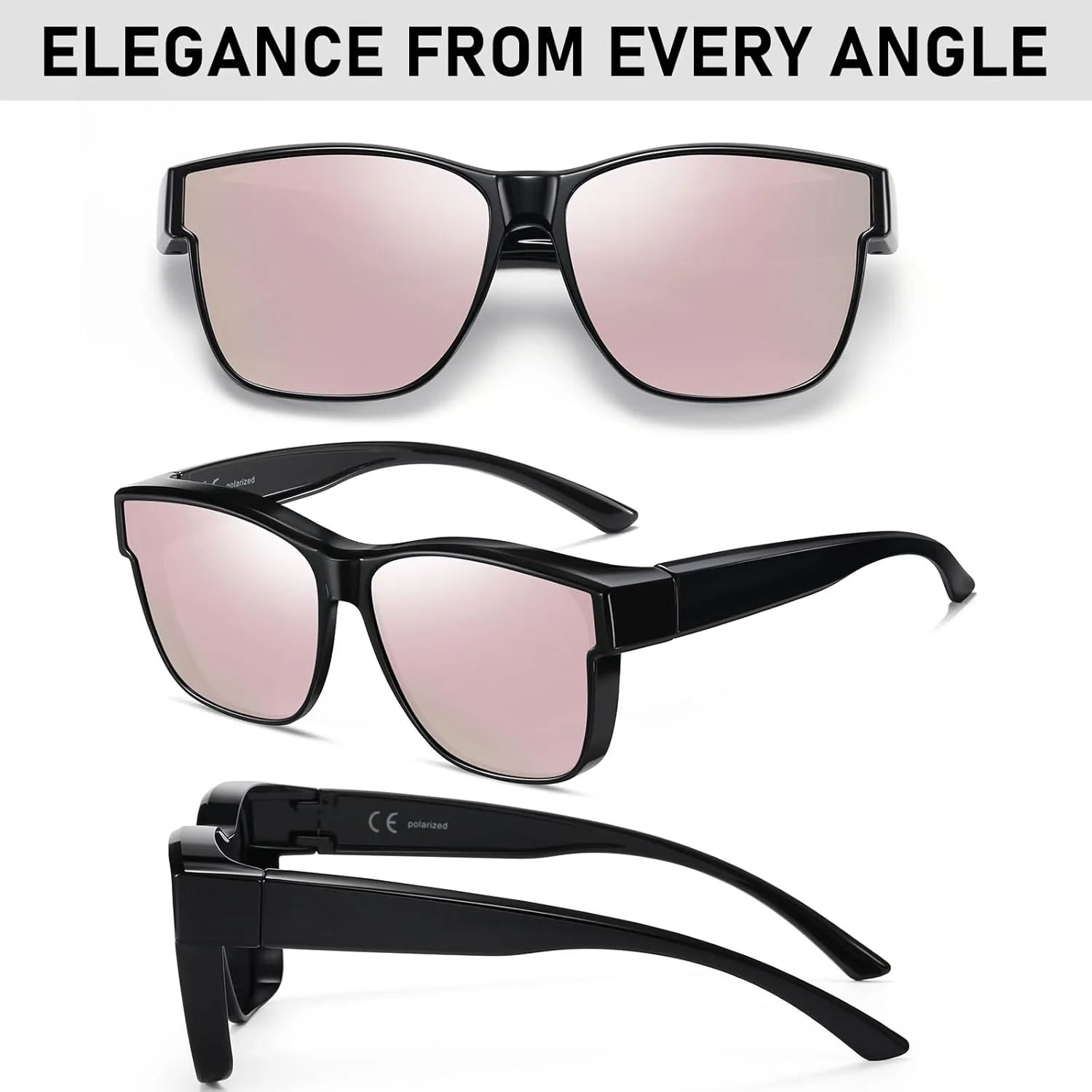 Wzerry Polarized Fit Over Glasses Sunglasses, Wear Over Sunglasses Wrap Around Shades for Men Women UV400 Pretection