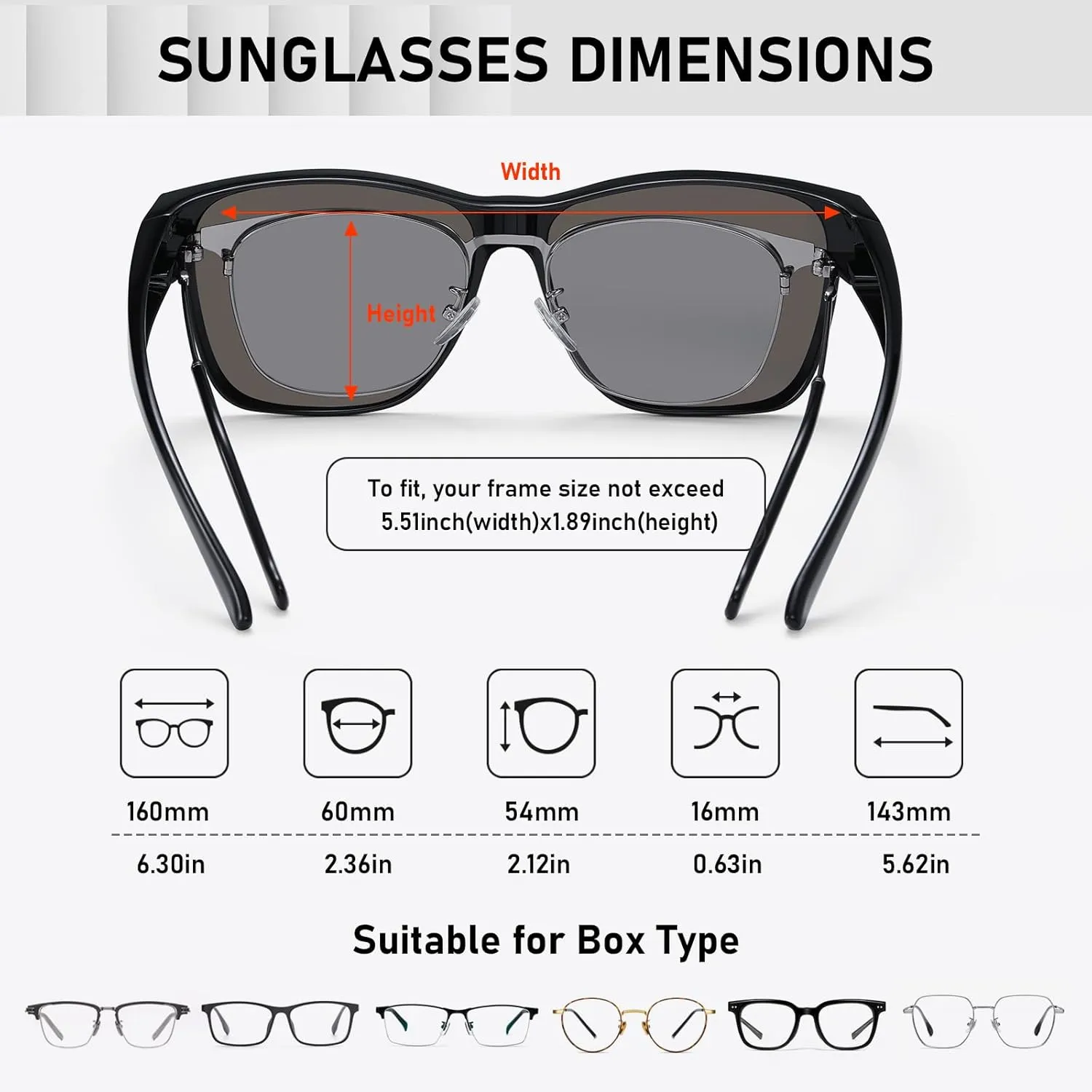 Wzerry Polarized Fit Over Glasses Sunglasses, Wear Over Sunglasses Wrap Around Shades for Men Women UV400 Pretection